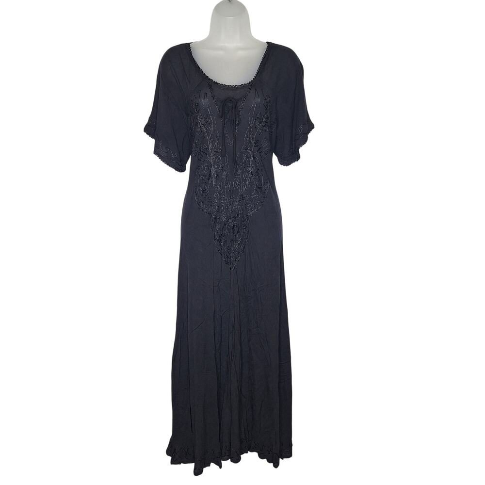 Fairy Grunge Maxi Dress Embroidered Corset Lace Up Bias Witchy Boho Whimsygoth